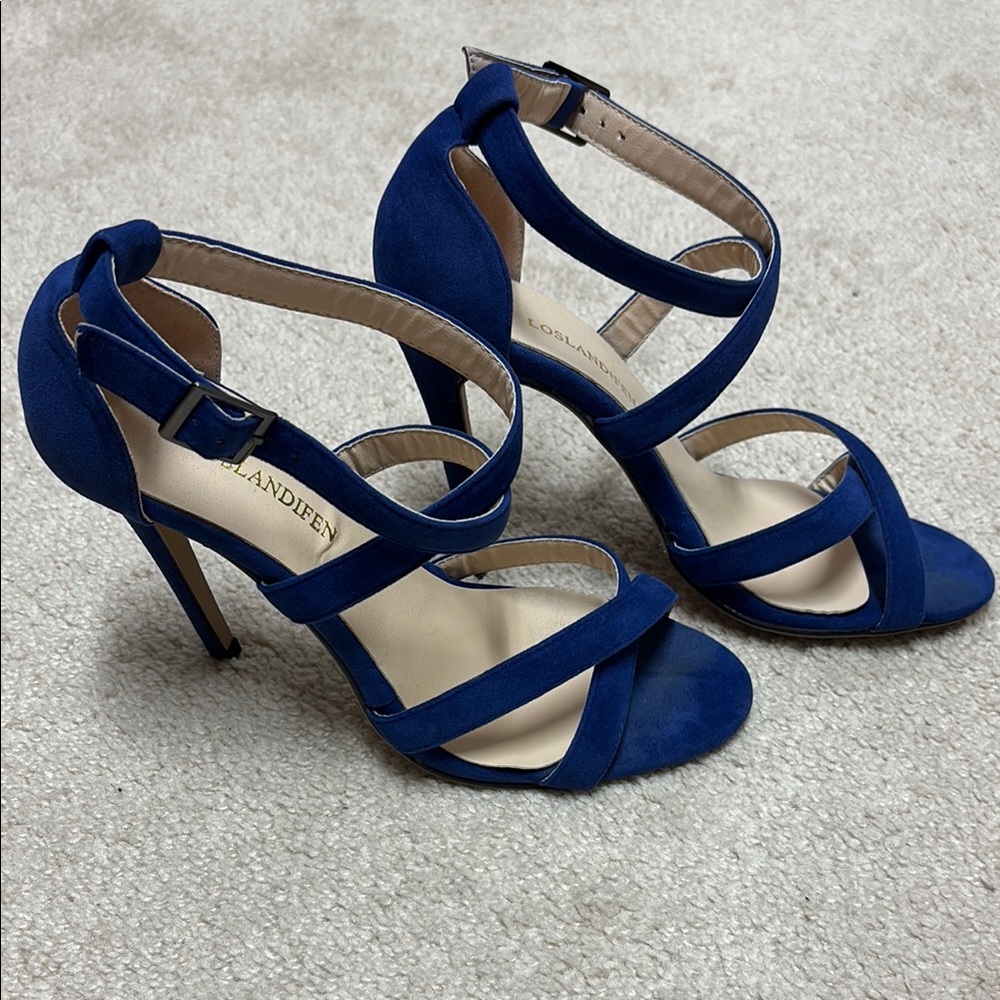 Women's Blue Strappy Heels - Picture 2 of 4